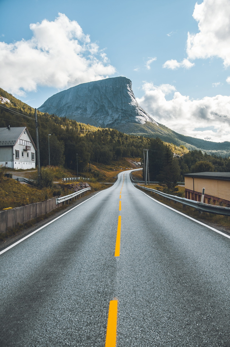 pavement, marking, diminishing perspective, dividing line, machine, ramp, tarmac, sky, cloud - sky, mountain, black, 4K, road, highway, way, empty road