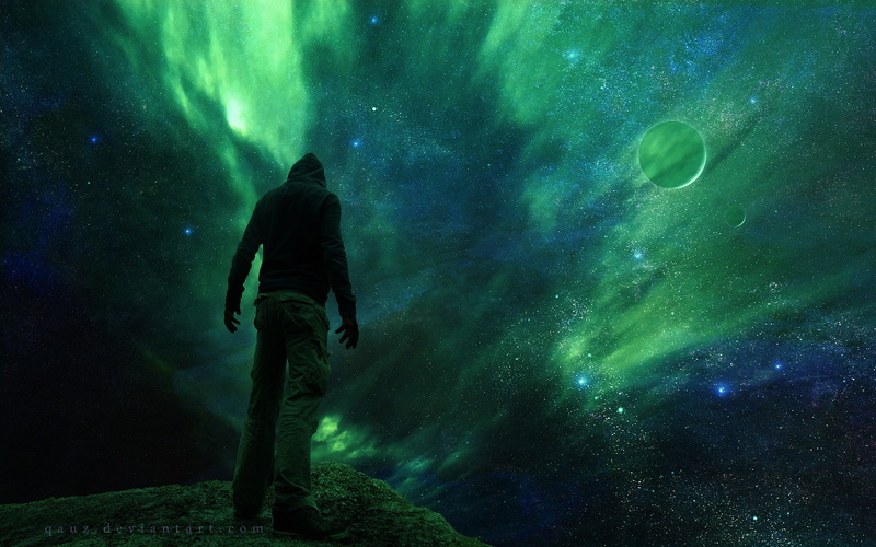 space art, green, space, night, star - space, stars, one person, real people, leisure activity, lifestyles, exploration, water, 1080P, underwater, green color