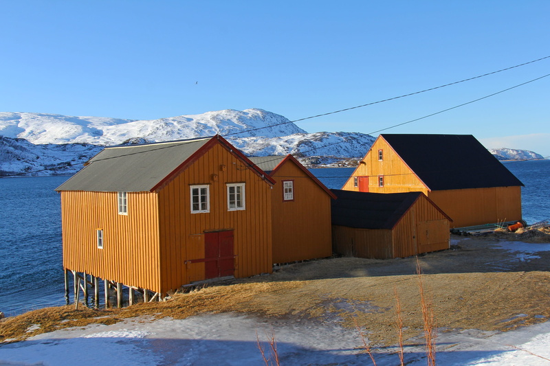 Fjord, nordic house, snow, mountain range, building exterior, tromso, Sky, winter, kvaloya, clear sky, no people, 2K, europe, building, house, water, scandinavia