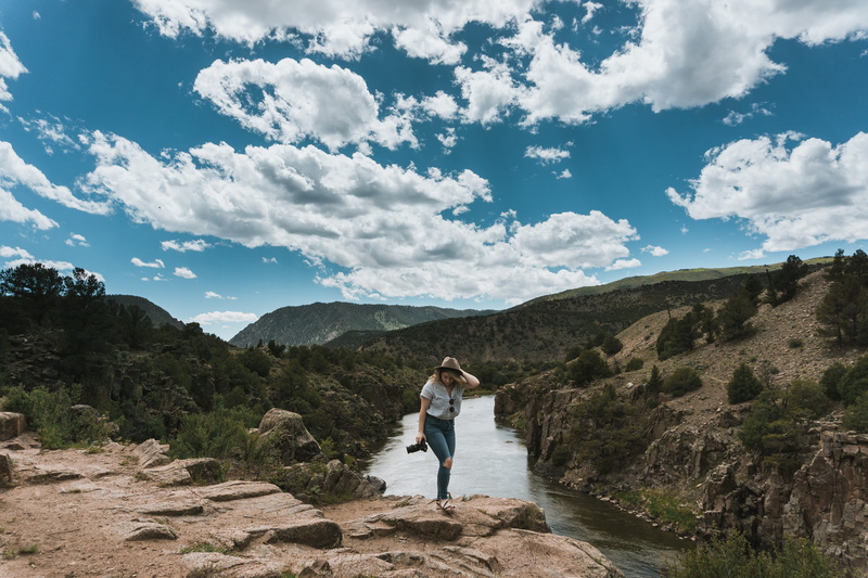day, nature, casual clothing, lifestyles, mountain, real people, rock, photography, view, non-urban scene, river, women, 5K, outdoors, tranquility, tranquil scene