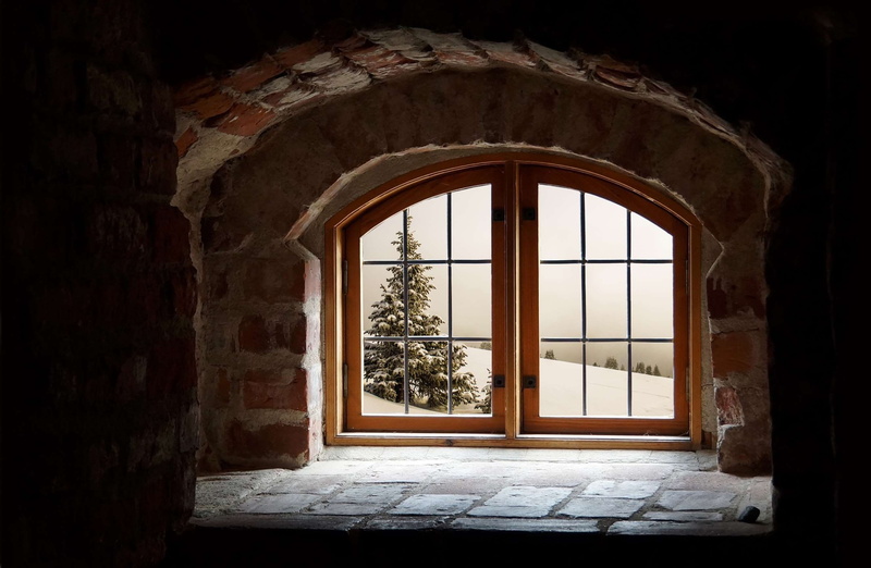 history, tr, indoors, 2K, frosting, wall, entrance, no people, stone walls, bricks, glass - material, old, conifer, house, architectural design, day, building