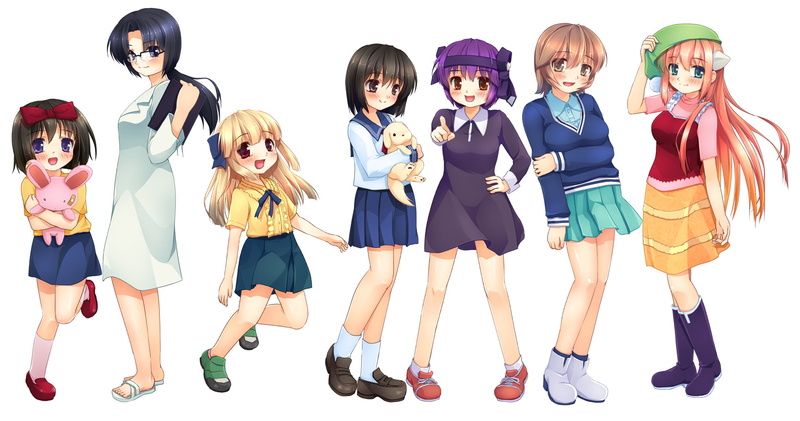 dress, stuffed animal, brunette, lab coats, Mariko, manga, brown eyes, anime, school uniform, long hair, pink hair, Yuka, red eyes, Nana, Lucy, Mayu, series