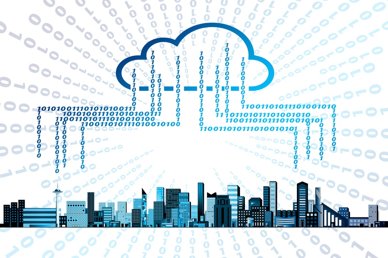 cloud services, technology, numbers, 5K, internet, digital art, cityscape