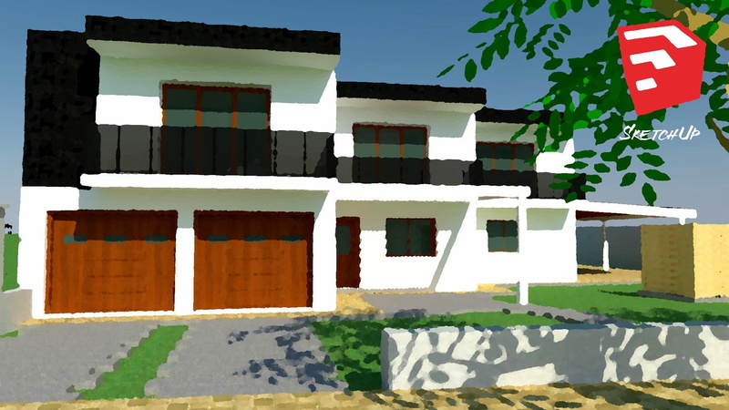 Architecture models, GNU, house, GIMP, 1080P, Oil Painting, render