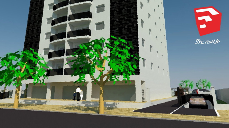 GNU, Architecture models, Oil Painting, GIMP, 1080P, render, building