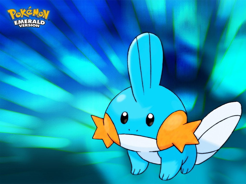 Mudkip (Pokémon), art and craft, representation, toy, 480P, cartoon, close-up, multi colored, colored background, human representation, Pokémon Emerald Version