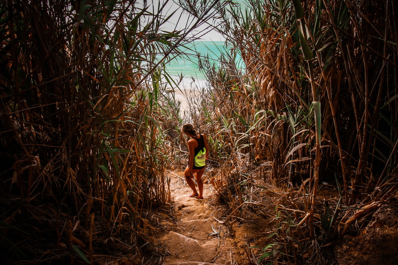leisure activity, kleiner versteckter strand bei lagos, growth, nature, forest, young women, holiday, secret, tree, standing, day, full length, real people