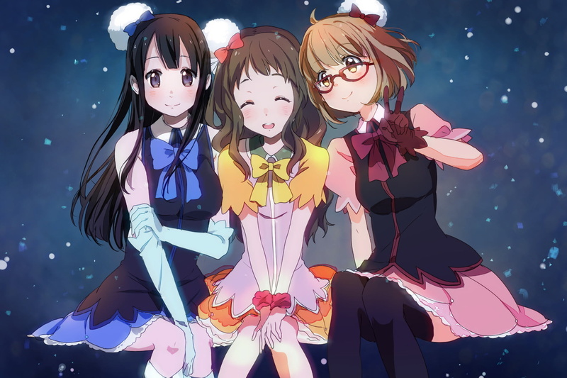 Ai Shindou, indoors, leisure activity, people, women, childhood, 1080P, Mitsuki Nase, females, front view, standing, illuminated, girls, bonding, Anime