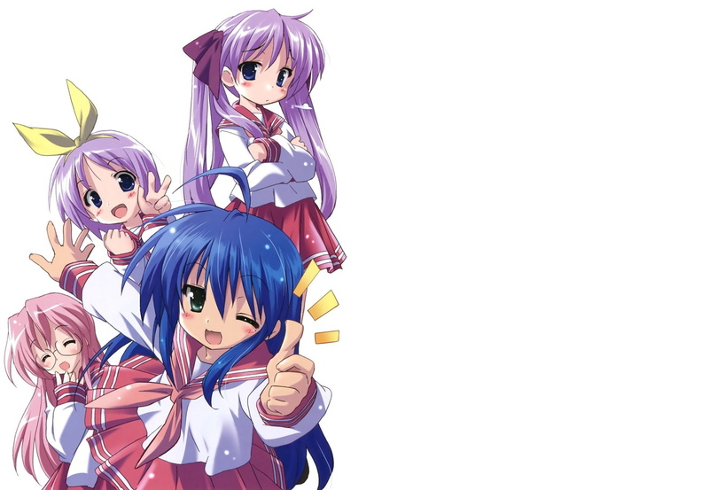 1080P, Miyuki Takara, Anime, Kagami Hiiragi, Konata Izumi, Lucky Star, Tsukasa Hiiragi