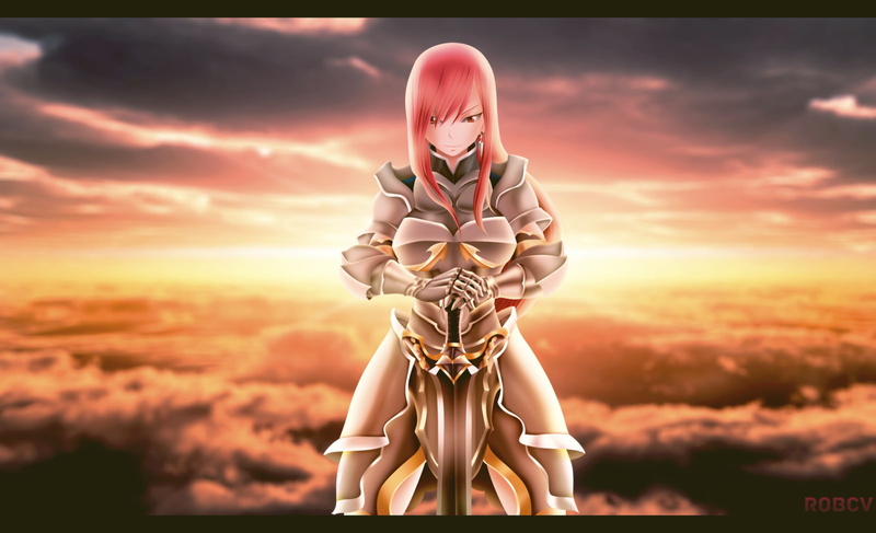 sky, people, representation, holding, anime, cloud - sky, bone, 720P, warrior, human body part, technology, nature, anime girls, idyllic, standing, orange color