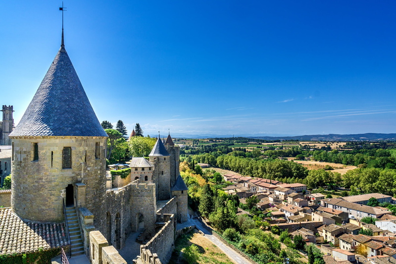 summer, the past, sky, day, 1080P, nature, city, holiday, medieval, gray, history, travel, architecture, tower, religion, blue, france, built structure