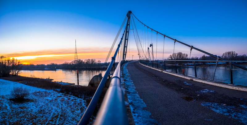 transportation, suspension bridge, city, places of interest, sunset, nature, construction, sky, built structure, connection, saxony-anhalt, motion, no people