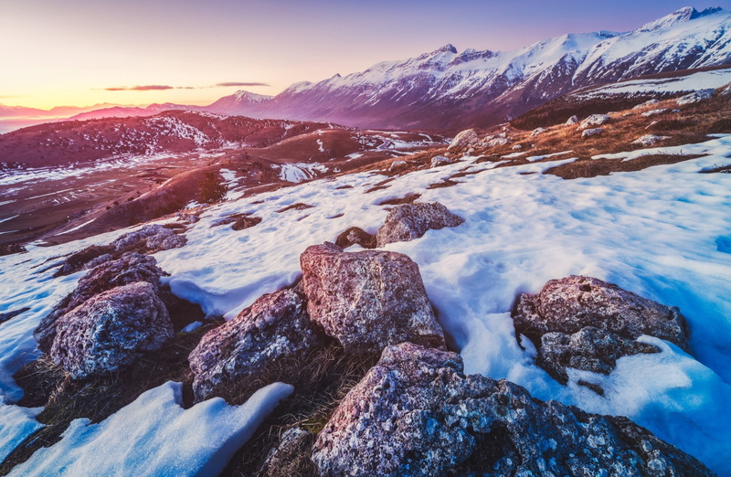 outdoors, Rocks, brown, beauty in nature, Twilight, tranquil scene, Peaks, Italy, Hills, rock, Mountain, ultrawide, Explosion, sky, snowcapped mountain