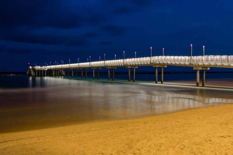 land, jetty, night, outdoors, sky, bridge, cloud - sky, long exposure, clear, scenic, connection, 4K, piers, calm, built structure, beach, abruzzo, sand