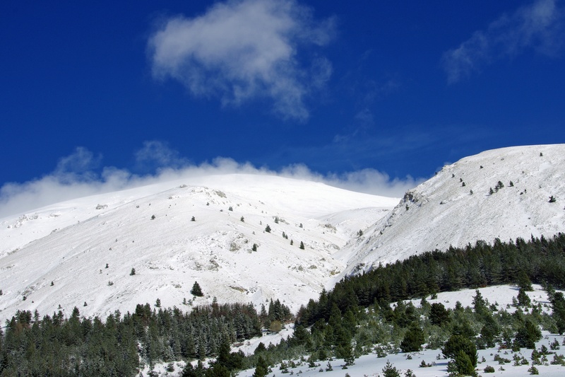 mountains, non-urban scene, tree, no people, sky, winter landscape, white color, cold temperature, landscape, outdoors, abruzzo, snowcapped mountain, tranquility