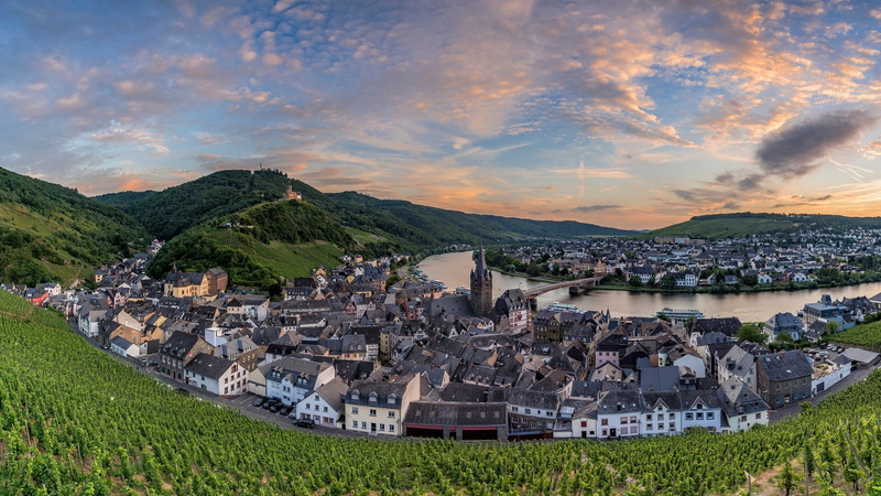 1080P, bernkastel, europe, village, river, mosel river, photography, panorama, bernkastel-kues, rhineland, germany, landscape, hill