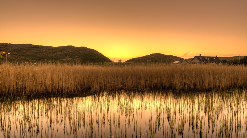 Nikkor, scenery, lucht, HDR, sunset, wheat field, pond, Mirrors, reflections, golden, dunes, D750, Netherlands, reflection, field, water, hour, 5K, photo