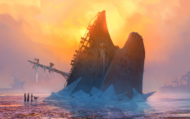 Zee Captain, Romantically Apocalyptic, 1080P, ice, sea, frozen, alexiuss, winter, ship