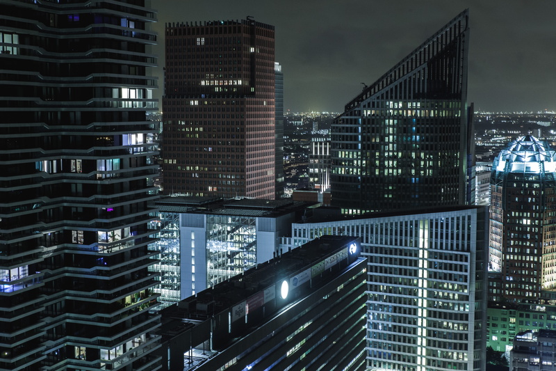 nature, sky, city, netherlands, skyscraper, office, illuminated, den haag, 5K, new babylon, buildings, tall - high, no people, tower, skyscrapers, building exterior