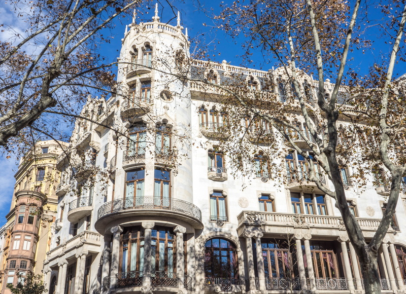 travel destinations, history, concrete, low angle view, europe, casa fuster hotel, no people, outdoors, outdoor, travel, barcelona, the past, tourism, nature