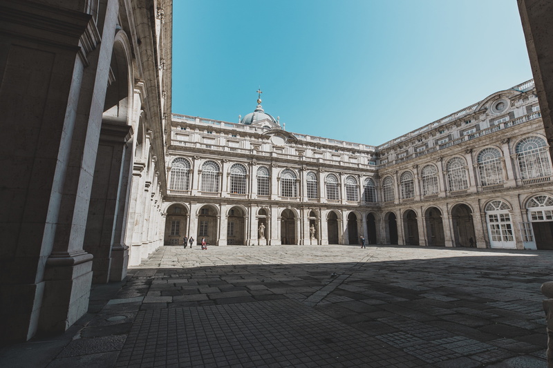 royal palace of madrid, day, city, palace, plaza, town, human, history, building exterior, town square, travel destinations, building, ancient civilization