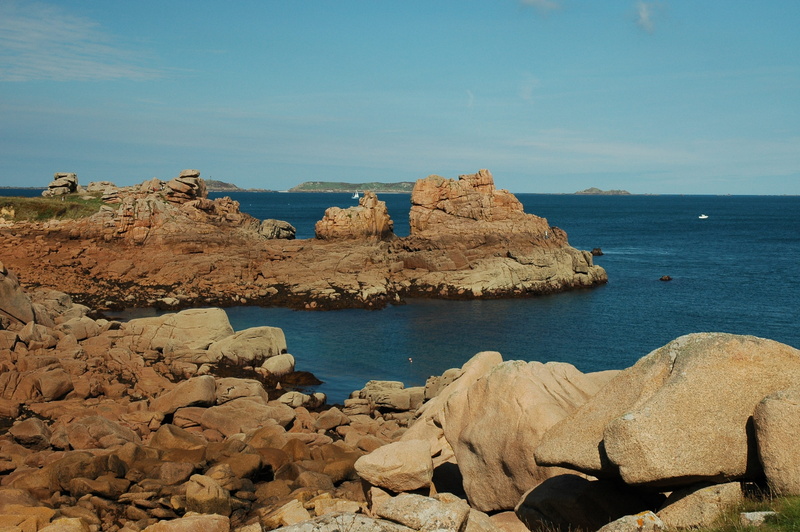 boot, english channel, côte darmor, blue, rock formation, booked, coast, beach, scenics - nature, land, coastal path, sky, rocky coast, tranquility, landscape