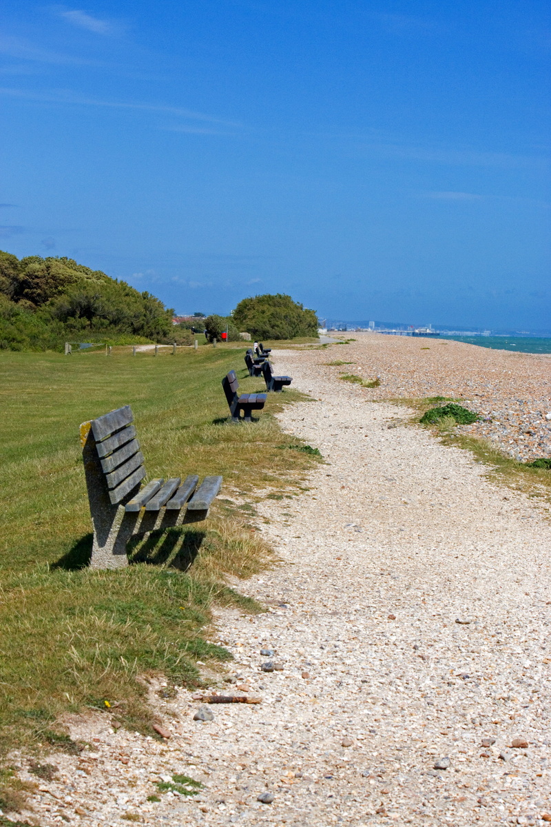 summer, scenics, image, sky, photo, benches, bench, Stones, seat, wooden, nature, beauty in nature, path, field, scenics - nature, environment, grass, green