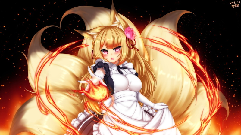 digital composite, human representation, representation, creativity, fox girl, night, celebration, art and craft, male likeness, Anime, no people, maid