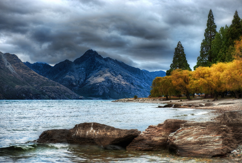 daytime, beauty In Nature, body of water, tree, landscape, mountain Range, autumn, rock formation, reflection, outdoors, travel, nature, lake, sky, cloudy