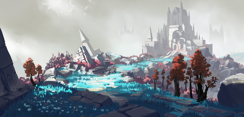digital art, castle, 1080P, landscape, Aze K