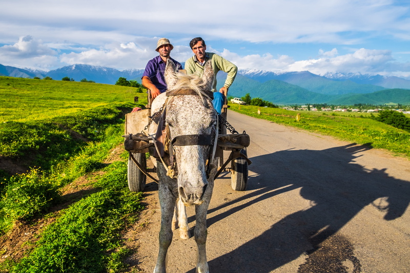 ride, road, nature, fuji landscaoe, outdoors, cloud - sky, transportation, real people, riding, adult, day, mode of transportation, men, full length, caucasus mountain
