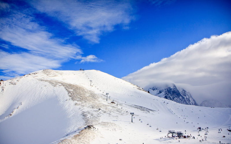 sport, ski resort, season, mountain, nature, hill, white color, ice, dombai, sky, europe, 720P, sunlight, white, beauty In Nature, tourist Resort, covered