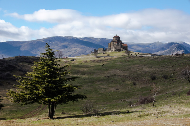 tbilisi, place of worship, day, 4K, landscape, jvari, tree, mountain, travel destinations, church, field, mtskheta, tourism, sky, europe, hiking, travel