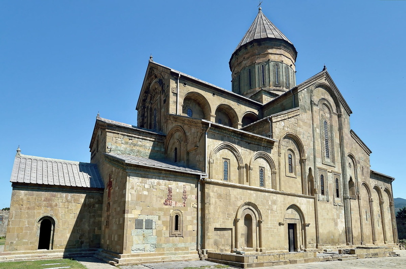 cathedral, belief, blue, 1080P, history, sky, spirituality, svetitskhoveli cathedral, the past, georgia, tower, place of worship, outdoors, no people
