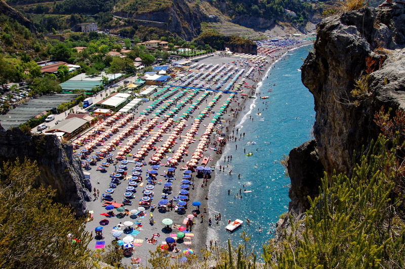 water, mode of transportation, high angle view, day, sea, group of people, transportation, tree, summer, holidays, beach, vacationers, architecture, san nicola arcella