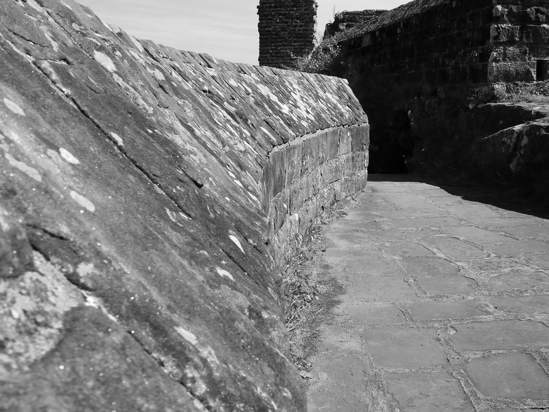 outdoors, tourism, wall - building feature, rock castle, history, historically, wood - material, nature, masonry, pattern, old, ruin, water, day, stone wall