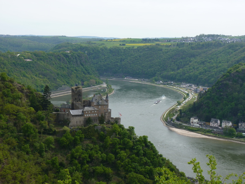 transportation, middle rhine, saint, loreley, rhine, castle, sky, no people, 4K, high angle view, environment, nature, green color, scenics - nature, plant
