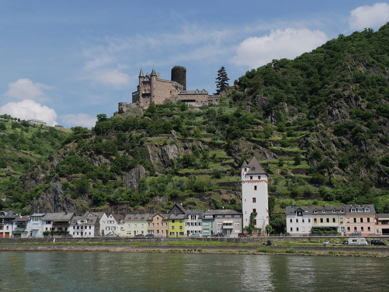 sky, mountain, cloud - sky, rhine valley, romantic, building, building exterior, water, rhine, history, outdoors, residential district, waterfront, travel destinations