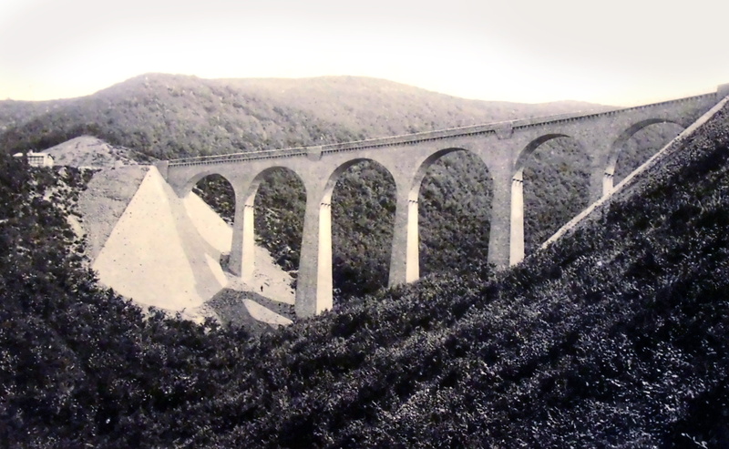 postcard, outdoors, bridge, nature, travel destinations, 4K, retro, hunsrück, building, arch, railway, history, hubertus canyon, transportation, viaduct