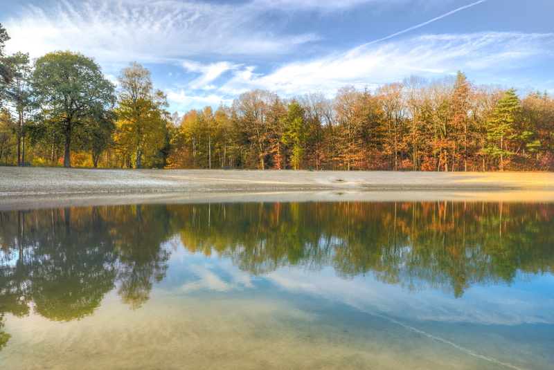 loomeer, sky, water, tranquil scene, drenthe, change, plant, 5K, tree, autumn, fall, lake, landscape, day, blue, trees, beauty in nature, cloud - sky
