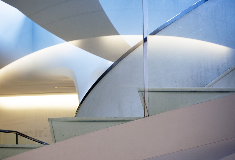 indoors, sky, building exterior, outdoors, modern, museum, city, 4K, nature, close-up, futuristic, railing, no people, Architecture, Drenthe, Museum, curve