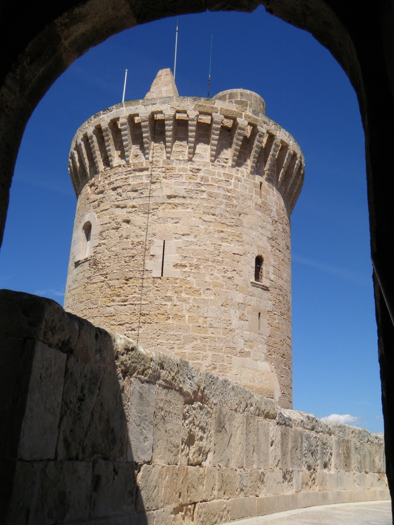 castle, sunlight, the past, blue, no people, tour, low angle view, history, ancient history, clear sky, europe, the stones, travel destinations, spain