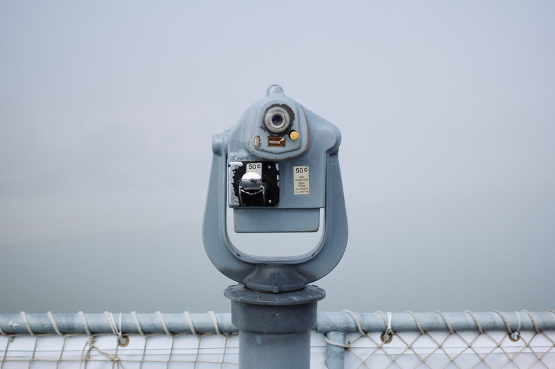 focus on foreground, gray, sky, camera - Photographic Equipment, silver colored, grey, part, architecture, building exterior, observation point, connection