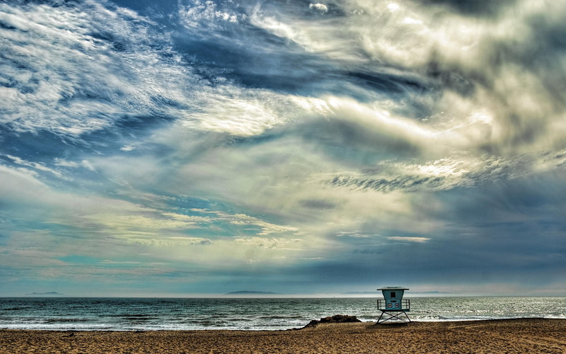 day, beaches, white, house, shore, 2560x1600, wooden, 2K, super, cloud, beach, sand, lifeguard