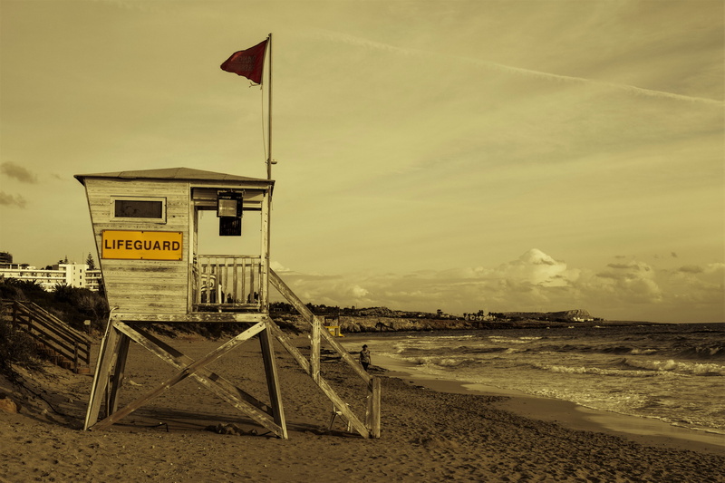 man made structure, cloud - sky, lifeguard, sea, scenics - nature, land, beach, scenery, sky, water, nature, sand, no people, cyprus, ayia napa, sign, lifeguard hut