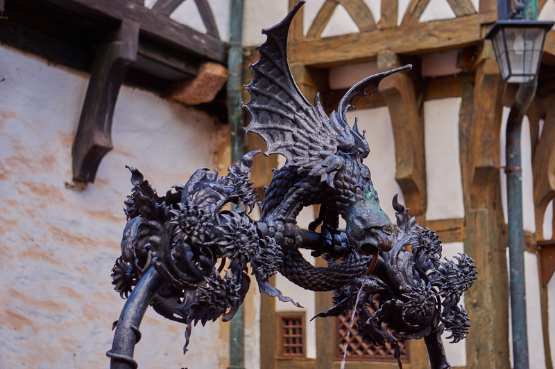 representation, statue, sculpture, wartburg castle, creativity, bird, building exterior, gargoyle, no people, built structure, focus on foreground, animal themes