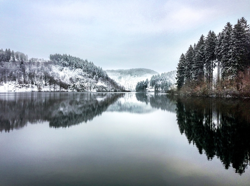 reflection, body of water, distant, snow, covered, nature, Germany, water, lake, tranquil Scene, beauty In Nature, surrounded, mountain, scenics, forest