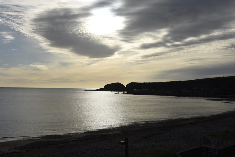 aberdeenshire, beach, scenics - nature, sunlight, tranquil scene, sky, horizon over water, stonehaven, horizon, silhouette, tranquility, idyllic, 5K, no people