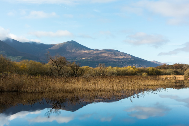scenics - nature, reflection, beauty in nature, waterfront, mountain range, ireland, forest, idyllic, mountain, cloud - sky, plant, water, outdoors, 5K