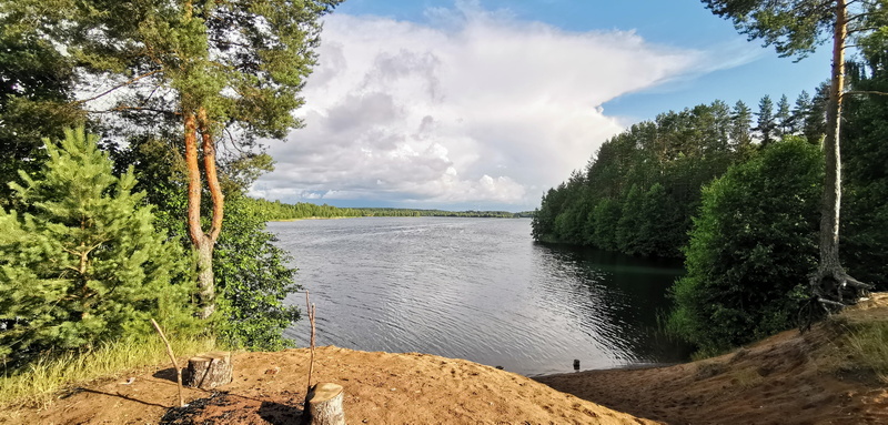 Beach, Picnic, Blue sky, Water, Lake, Blue Quarry, Trees, Nature, Summer, Outside the city, Blue Career, Sand, Landscape, Clouds, Spruce, The sky, Tree